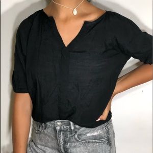Black puff shoulder women’s blouse